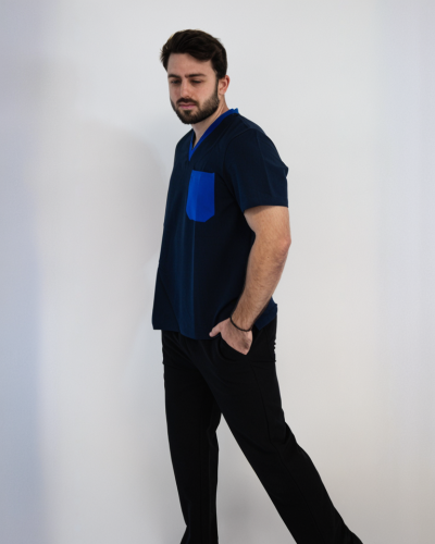 VERANO - BRAD - BLOUSE COL V BICOLORE MAN